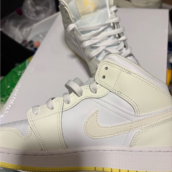 Kids Nike White and Yellow Air Jordan Sneakers - Picture 3 of 8